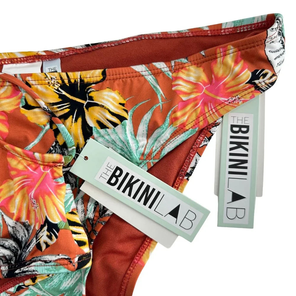 NWT The Bikini Lab Swimsuit SET Orange TROPICAL Multi-Color WOMENS M L 8 - Picture 5 of 9